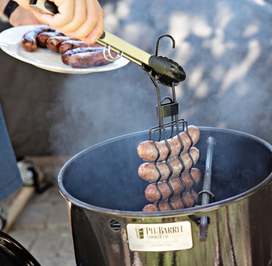 Hanging sausage in the Pit Barrel Cooker